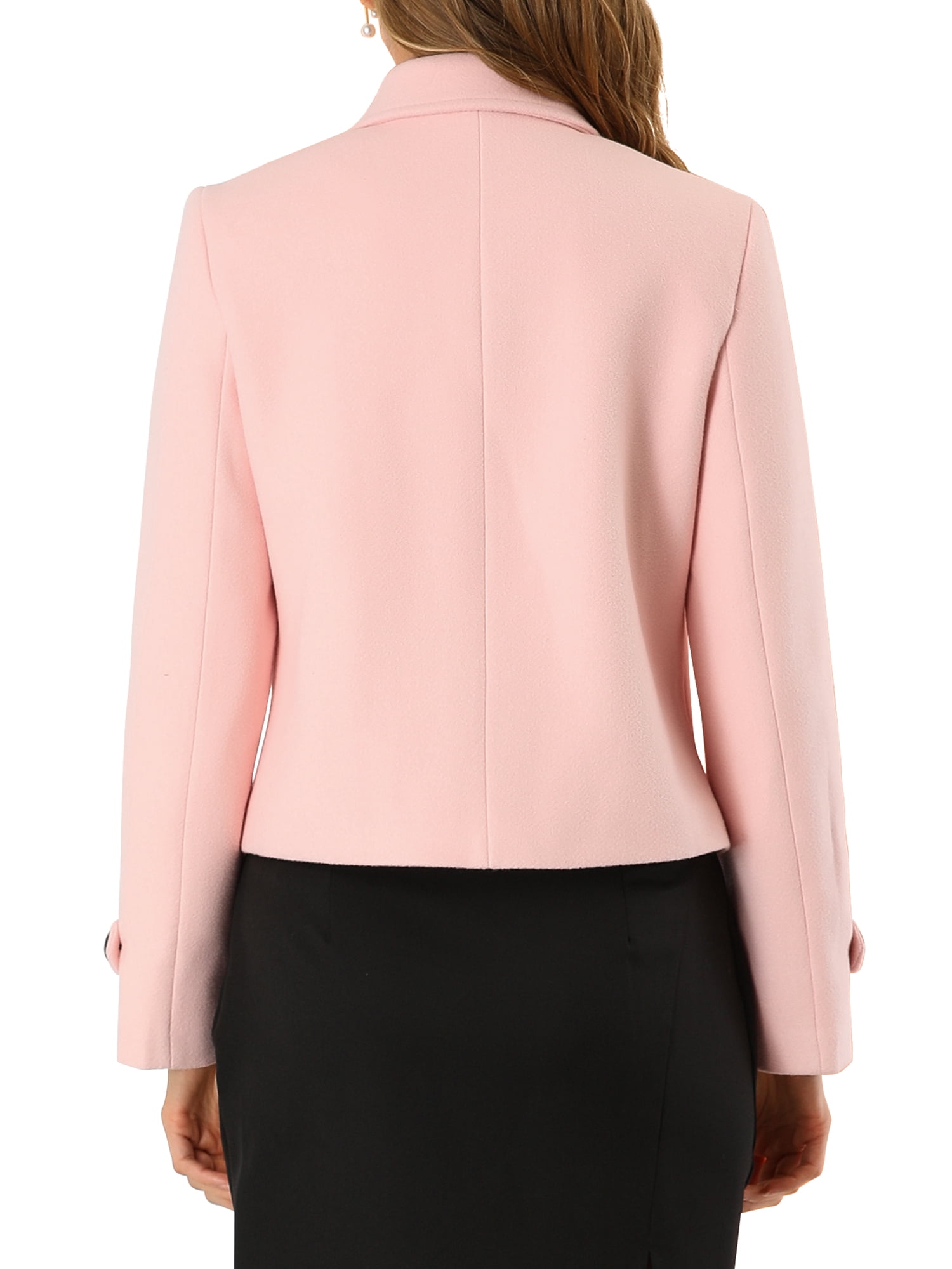 DARING DIVA Women's Turn Down Collar Single Breasted Outwear Winter Pea Coat Pink M
