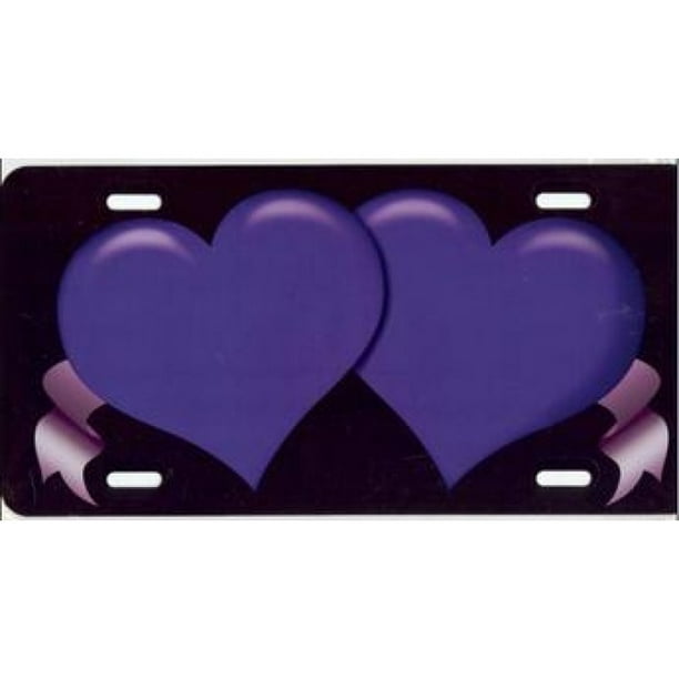 Coeurs Violets avec Plaque d'Immatriculation Ruban
