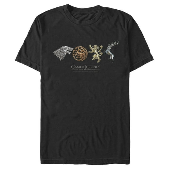 Men's Game of Thrones Iron Anniversary Metal Crests  Graphic Tee Black 3X Large