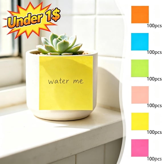 Under 1$ Product! Sticky Notes 3x3 Inches, Bright Colors Self-Stick Note Pads, Easy to Post for Home, Office, Notebook and Daily Life Organization, 100 Sheets/Pad, Green