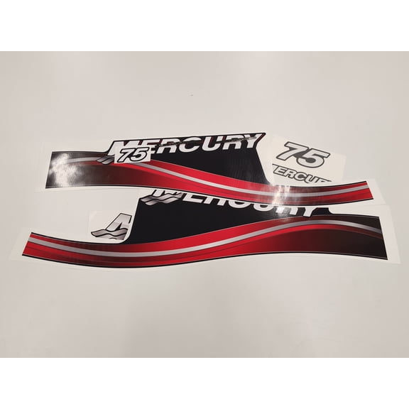 411 Decals Aftermarket Replacement for Mercury 75 Two Stroke (2005-2007) Red Outboard Decal (Sticker) Set