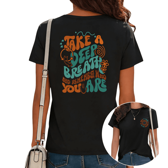UNISHE Women's Faith Can Move Mountains Graphic Tee Retro Mountain Landscape Top for Daily Outfit Black, S