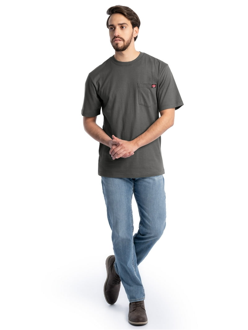 ◆Wrangler◆ Semi-over Pegasus short sleeve t-shirt charcoal Wrangler Workwear Men's Short Sleeve Pocket T-Shirt, Size S