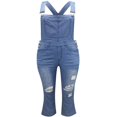 thumbnail image 2 of Women Casual Loose Long Denim Overalls Bib Distressed Ripped Jeans Jumpsuit, 2 of 4