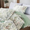 thumbnail image 6 of Boho Floral Green Reversible Duvet Cover Green Botanical Bedding Set with Colorful Flower Print Pattern Soft Microfiber Comforter Cover, 6 of 6