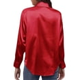 thumbnail image 2 of Innerwin Hauts Col à Revers Chemises Femmes Travail Boutonné Blouse à Simple Boutonnage Rouge 2TG, 2 of 7