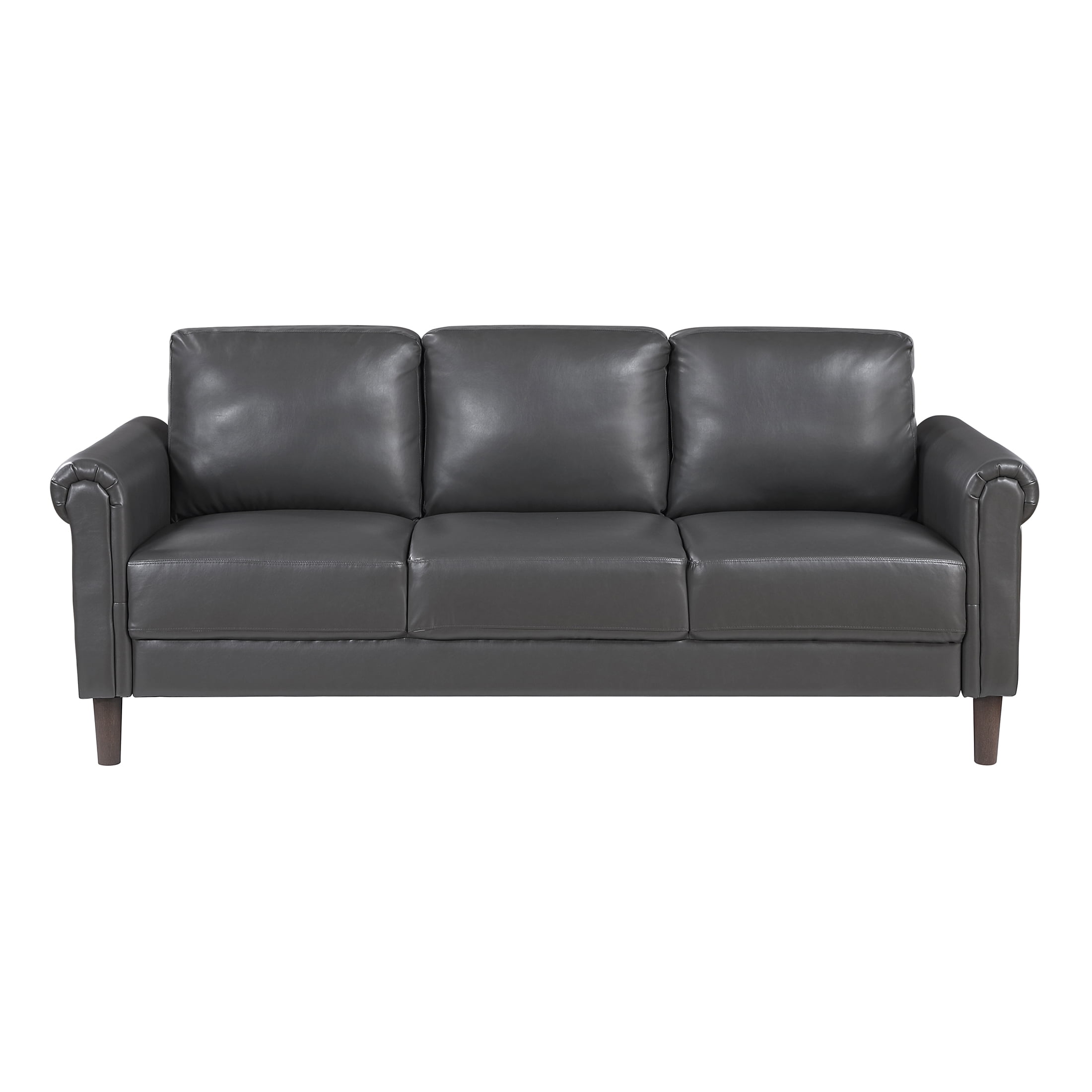 OakvillePark Marlinth Faux Leather Sofa, Dark Gray