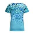 thumbnail image 4 of DYMADE Womens Summer Short Sleeve Blouse Floral Print Casual Tunic T-Shirt Tops, 4 of 4