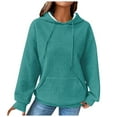 thumbnail image 2 of Xudanell Women Hoodies Solid Color Sweatshirt for Women Loose Fit Fall Clothes Warm Pullover Vintage Sweatshirt with Hood, 2 of 8