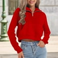 thumbnail image 2 of NMMUED Going Out Tops for Women, Cropped Long Sleeve Tops for Women, Fall Clothes for Women, Oversized Sweatshirt for Women, Plain Sweatshirt Women, Red M, 2 of 4