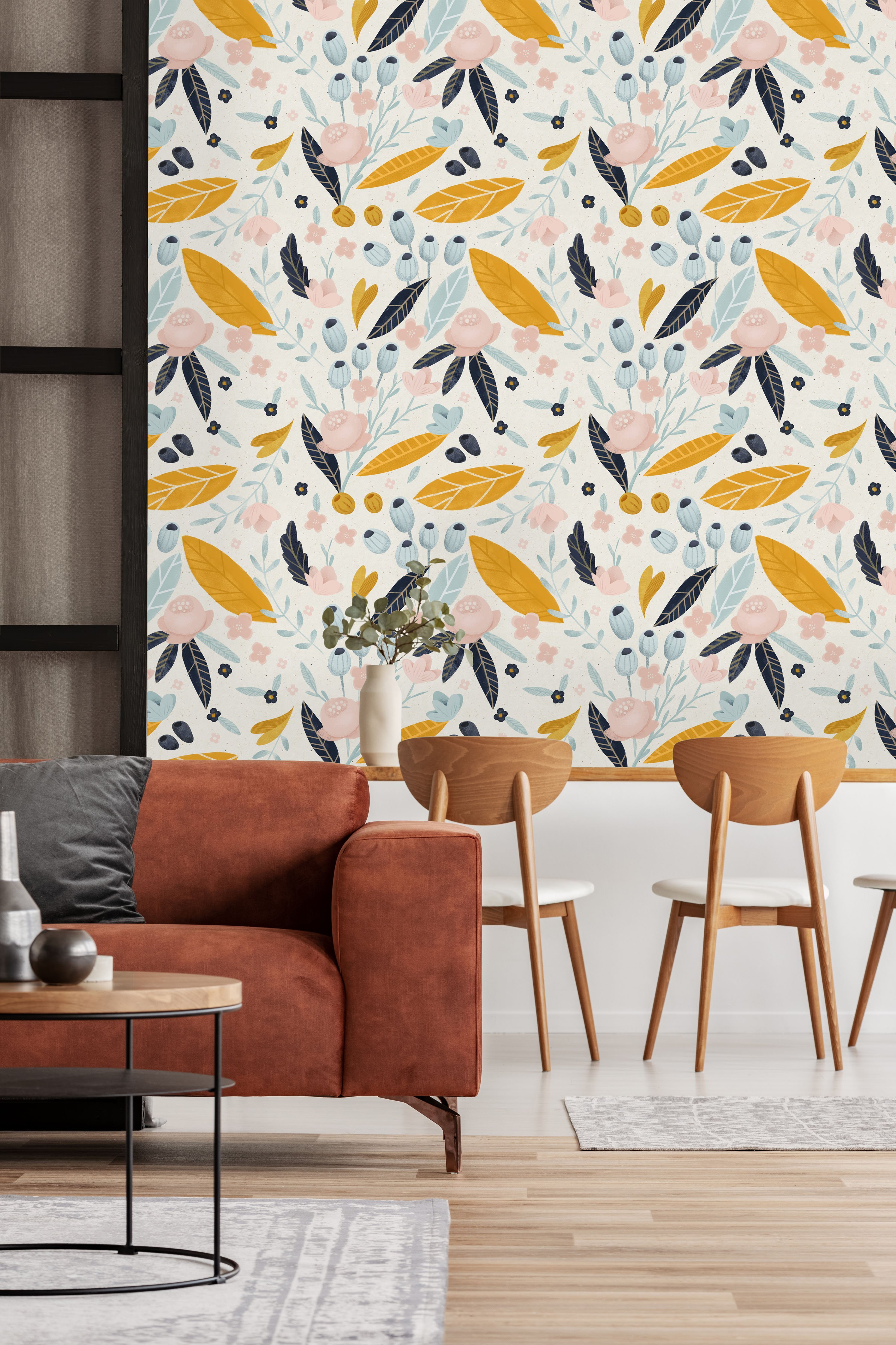 Pastel Orange Flowers Peel and Stick Wallpaper - Walmart.com