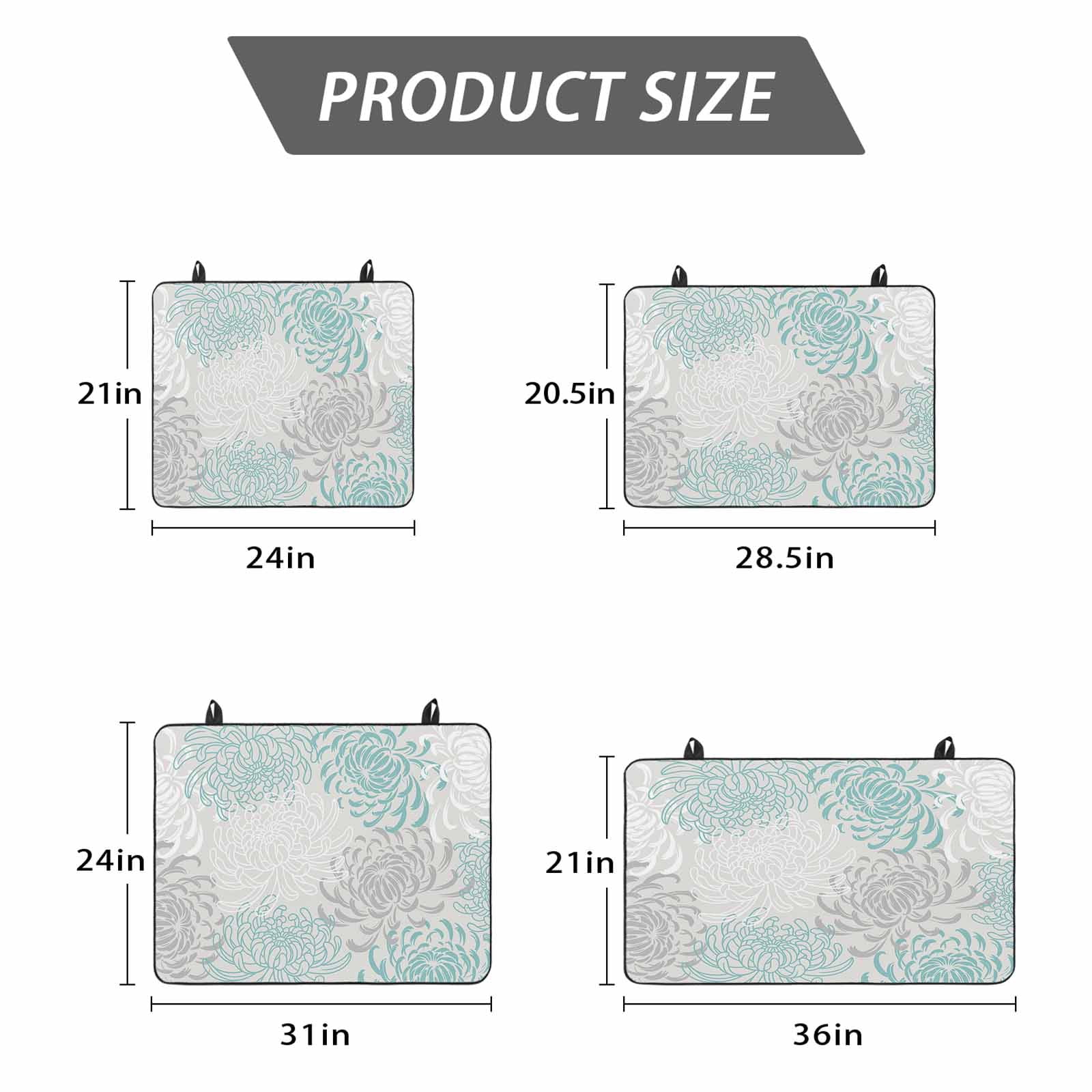Aqua White Stove Top Cover for Electric Stove, Heat-proof & Non Slip Glass Top Stove Cover Protector, Abstract Grey Chrysanthemum Flower Floral Kitchen Flat Cooktop Rubber Mat 31x24 Inches