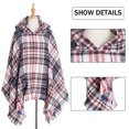 thumbnail image 3 of Chal con capucha a cuadros para mujer, manta, poncho, sudadera con capucha, chal con borlas, 3 of 6