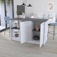 thumbnail image 2 of Kitchen Island with 59" W Workspace Ideal for Meal Preps and Alternative Dining Areas, Two Open Shelves and Double - door Cabinet in White/Light Oak, 2 of 5