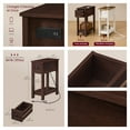 thumbnail image 6 of LEDREM Farmhouse End Table with Storage Drawer, Narrow Side Table with Charging Station, Nightstand for Living Room Bedroom, Saddle Brown, 6 of 6