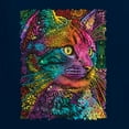 thumbnail image 2 of Colorful Cat Portrait | Cat Lover Owner | Dean Russo Art Animal Lover Womenâ€™s Standard V-Neck Tee, Navy, L, 2 of 5