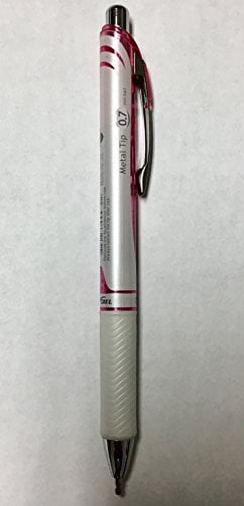 Pentel EnerGel Deluxe RTX Retractable Liquid Gel Pen,0.7mm, Black Ink, Pink Body, Value set of 5