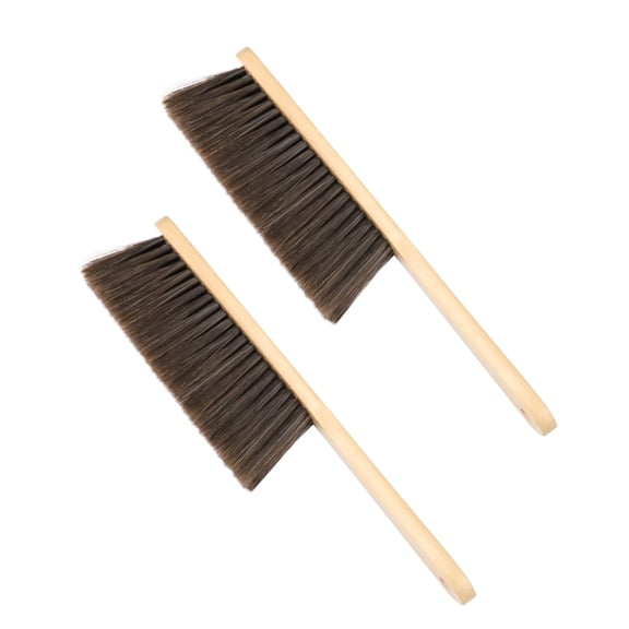 2 Pieces Wooden Hand Broom Brush, Soft Bristle Cleaning Bench Brush, Wood Handheld Broom for Car Bed Sofa Fireplace Crevice Couch Clothes Shop