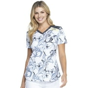 Dickies Dynamix Medical Scrubs Top for Women V-Neck DK602, S, Modern Marble