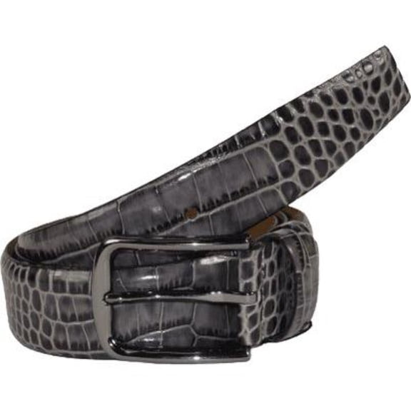 Men Genuine Leather Belt PIERO ROSSI Turkey Soft Crocodile print 1014 Gray
