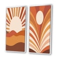 thumbnail image 3 of Designart "Midcentury Terracotta Sun Retro Landscape II" Modern Midcentury Framed Wall Art Set Of 2 - Mid-Century Brown Gallery Wall Frame Set For Home Decor, 3 of 6