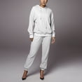 thumbnail image 2 of Gibobby Sudaderas de Forro Polar y Pantalones Mono con capucha de otoño e invierno de color sólido para mujer con bolsillos, mangas largas y cintura elástica(Blanco,G), 2 of 5