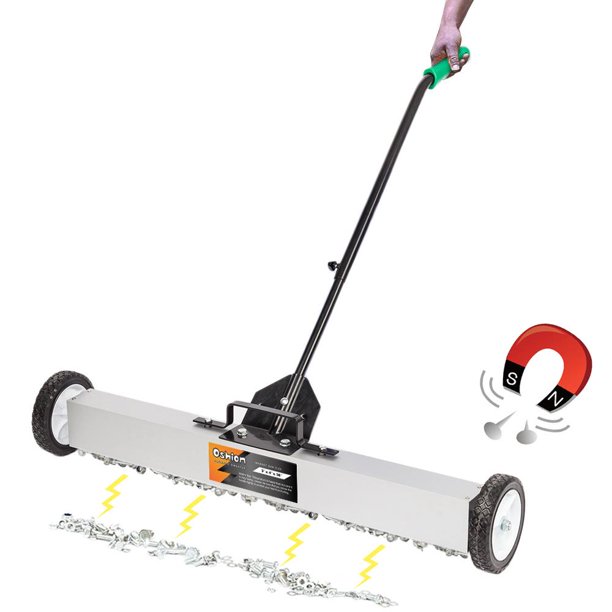 36 IN Heavy Duty Sweeper, Rolling Roller Pickup Sweeper with Wheels