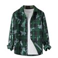 thumbnail image 2 of YFNNUP Mens Flannel Shirt Long Sleeve Plaid Shirts Casual Button Down Work Shirts Regular Fit Plaid Tshirt with Pockets Green XXL, 2 of 9