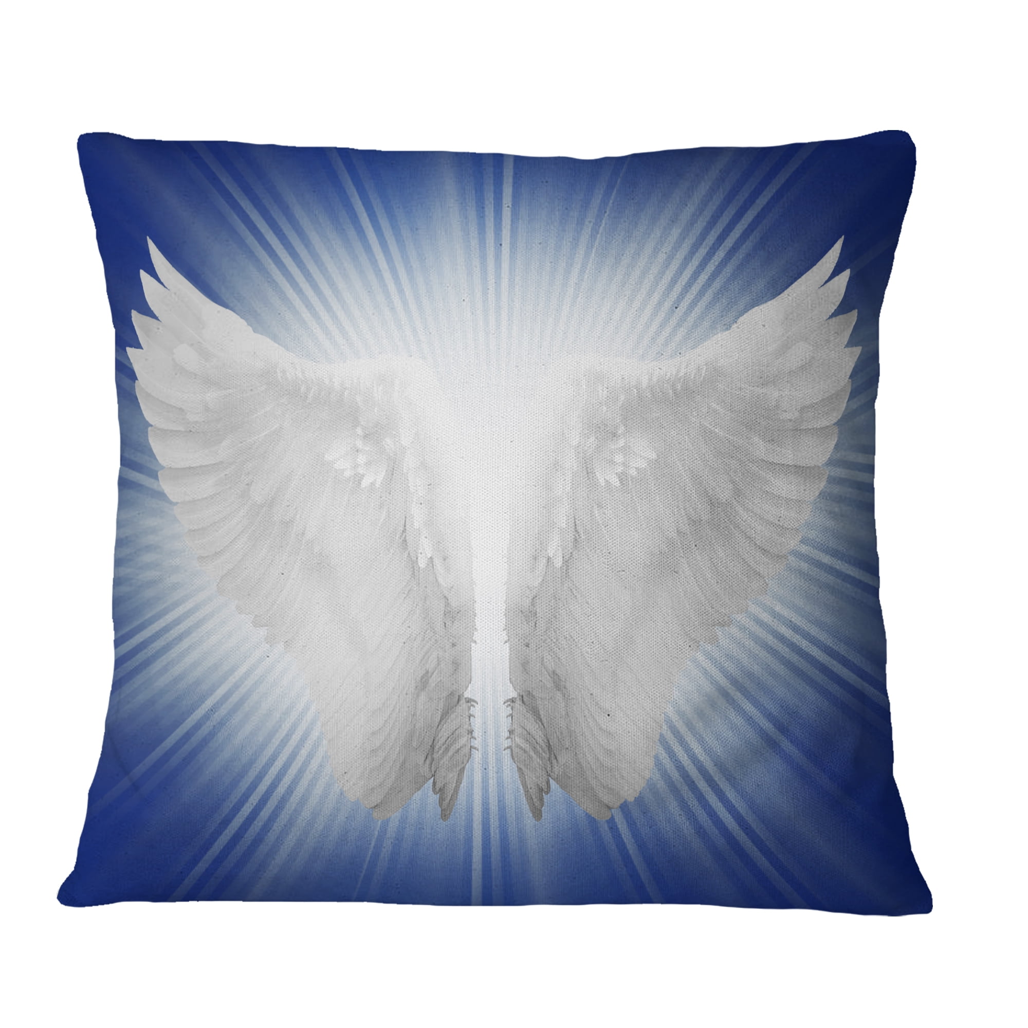 Designart Angel Wings on Blue Background - Abstract Throw Pillow - 18x18