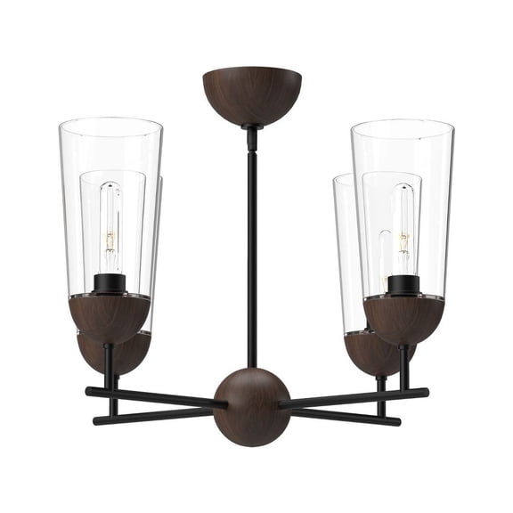 CH542324MBWT-Alora Lighting-Emil - 4 Light Chandelier-14.88 Inches Tall and 25 Inches Wide-Matte Black/Walnut Finish