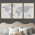 thumbnail image 3 of wall26 Framed Canvas Print Wall Art Set Retro Vintage Antique Gray World Map Global Country Illustrations Modern Art International Educational for Living Room, Bedroom, Office - 16"x24"x3 N, 3 of 5