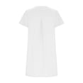 thumbnail image 6 of QUYUON Women Tunic Swing Dress Summer Round Neck Short Sleeve T-Shirt Mini Dress with Pockets Solid Color Casual Loose A-Line Beach Sundresses Evening Cocktail Party Pullover Dress, White S, 6 of 7