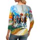thumbnail image 4 of Mujeres 3/4 Manga Tops Cuello en V Raglan Suéter Casual Impreso Blusa Suave Poliéster Spandex Primavera Verano Camisas de Trabajo, 4 of 6
