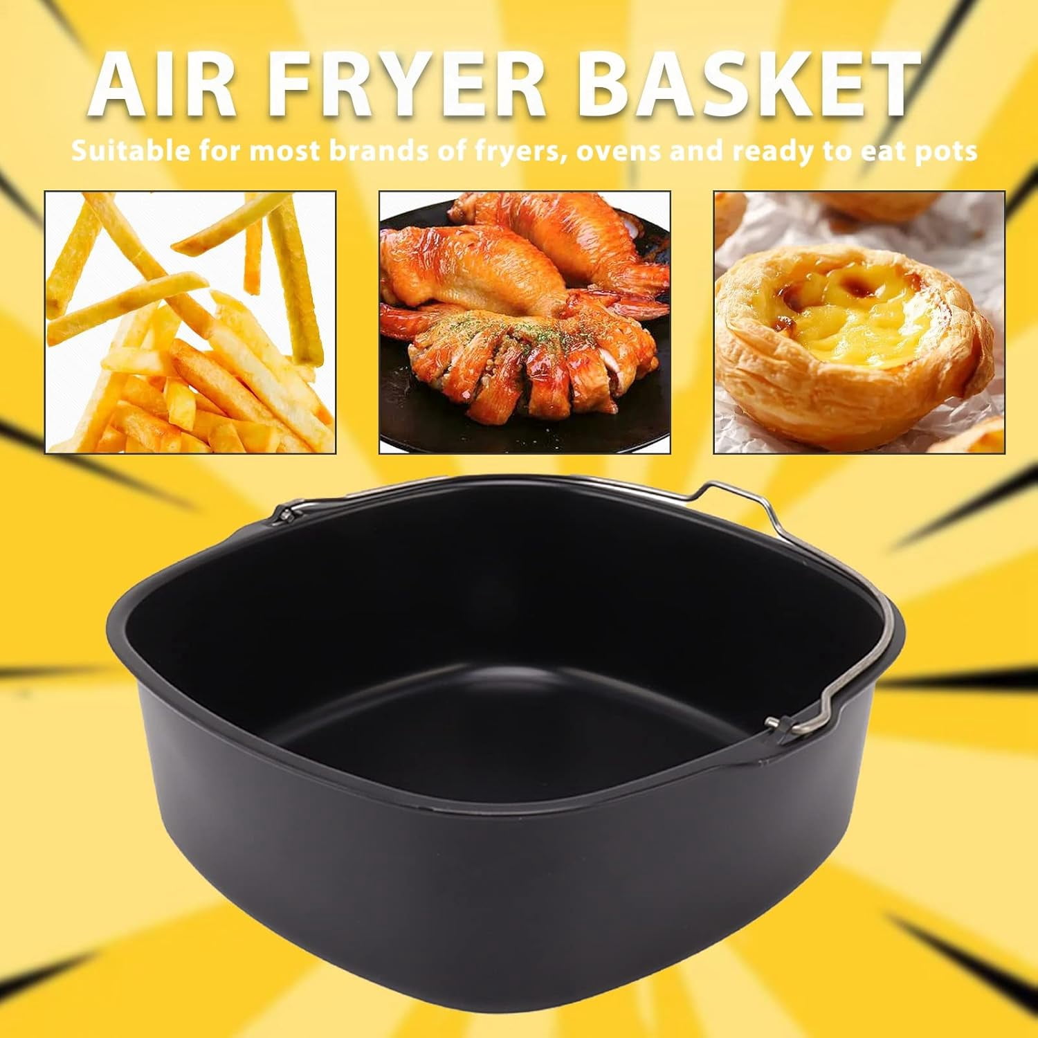 ABCISI Air Fryer Accessory, Nonstick Air Fryer Cake Barrel for Home Kitchen, Pizza Bread Baking Pan for 3.8QT-8QT Standard Deep Fryers, Dishwasher Safe(7 inch)