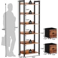 thumbnail image 3 of 6-Tier Bookshelf, Tall Bookcase with 2 Drawers Storage Organizer, Industrial Display Free Standing Shelf Units, Wood and Metal Storage Rack for Home Office, Bedroom,Rustic Brown, 3 of 16
