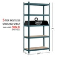 thumbnail image 3 of TYUIOP 5-Tier Utility Shelves, Metal Storage Shelves Garage Shelving Unit Adjustable Garage Storage Shelves Storage Racks Heavy Duty Shed Shelving- Neptune Blue, 35.5 x 16 x 71 Inch, 3 of 5