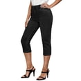 thumbnail image 3 of BVOFAR Capri Jeans for Women Pull On High Waisted Cropped Jean Skinny Elastic Waisted Denim Pants Crop Jeggings Capris Black M, 3 of 10