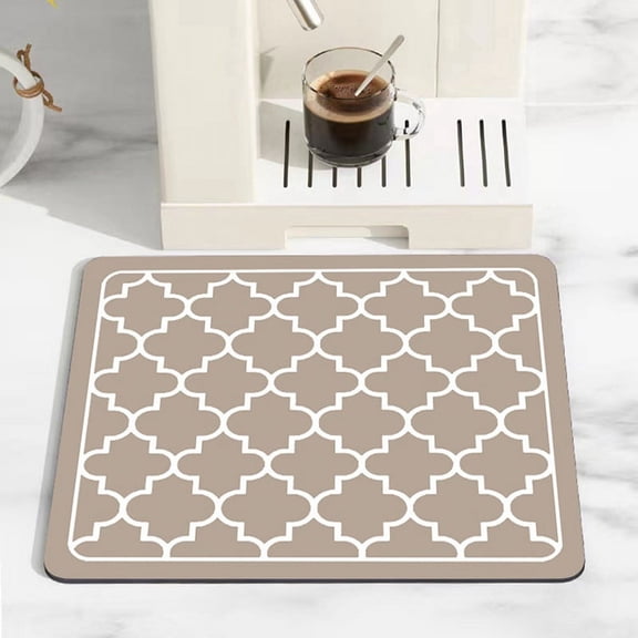 Coffee Mat Absorbent Dish Drying Mat for Kitchen Counter-Coffee Bar Accessories Fit Under Coffee Maker Brown 50X30cm