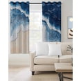 thumbnail image 4 of Blue Beige Blackout Curtains for Bedroom Living Room, Gradient Ocean Abstract Sea Wave Beach Sand 63 In Long Thermal Insulated Room Darkening Drapes Grommet Window Treatments, 52 x 63 In, 4 of 9