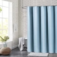 thumbnail image 6 of Dznils Waffle Shower Curtain with Hooks, Thick Weighted Fabric Bathroom Curtain, Moonlight Blue, 72" x 72", 6 of 8