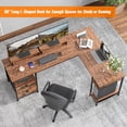 thumbnail image 4 of Furologee 66" Computer Desk, Adult Collection L-Shaped MultiFuntional Rustic Desk, Rustic Brown, 4 of 16
