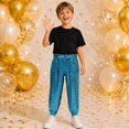 thumbnail image 2 of lnmuld Boys Casual Jogger Pants Elastic Waist Tapered Cuff Holographic Heart Print Kids Daily Wear Bottoms Size:14-15 Years, 2 of 4