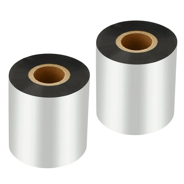 Unique Bargains 2.36'x984' (60mmx300m) Wax Thermal Transfer Ribbon, 2 Roll 1' Core Ink Out Barcode Printer Ribbon, Black