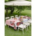 thumbnail image 3 of Outdoor Tablecloth with Umbrella Hole and Zipper, Pink Christmas Rectangle Table Cloth 60x120 Inch Waterproof Tablecloth, Santa Snowman Snowflake Gifts Elk Picnic Table Cover for Patio Camping, 3 of 7