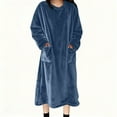 thumbnail image 5 of RQYYD Women's Flannel Nightgown Fuzzy Fleece Sleepdress Loose Crewneck Plush Warm Winter Pullover Nightdress with Pockets, 5 of 6