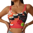 thumbnail image 2 of Haiem Sushi Pattern Womens Sports Bra - U Neck Padded Low Impact Yoga Bra Workout Crop Top Gym Moisture-Wicking Workout Vest -Large, 2 of 9