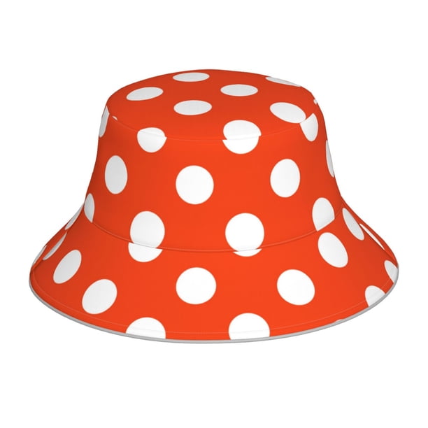 Balery Orange And White Polka Dot1 Sombreros para el sol para hombre y mujer, sombrero de pescador con UPF 50+