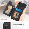 thumbnail image 2 of Nalacover For iPhone XR Case Ring Holder Kickstand with Credit Card Holder, Back Flip Premium Leather Magnetic Clasp Removable Wirst Hand Strap Cover For iPhone XR, Black, 2 of 14