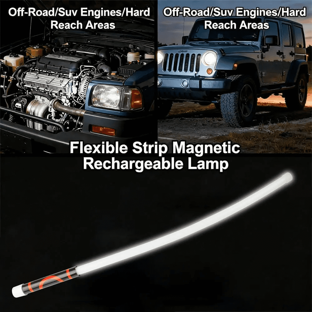 Flexible LED Work Light with Magnetic Base, 360° Bendable Flashlight Stick for Engine Bays & Car Repair, High Lumens Hands-Free Inspection Lamp, Battery Powered