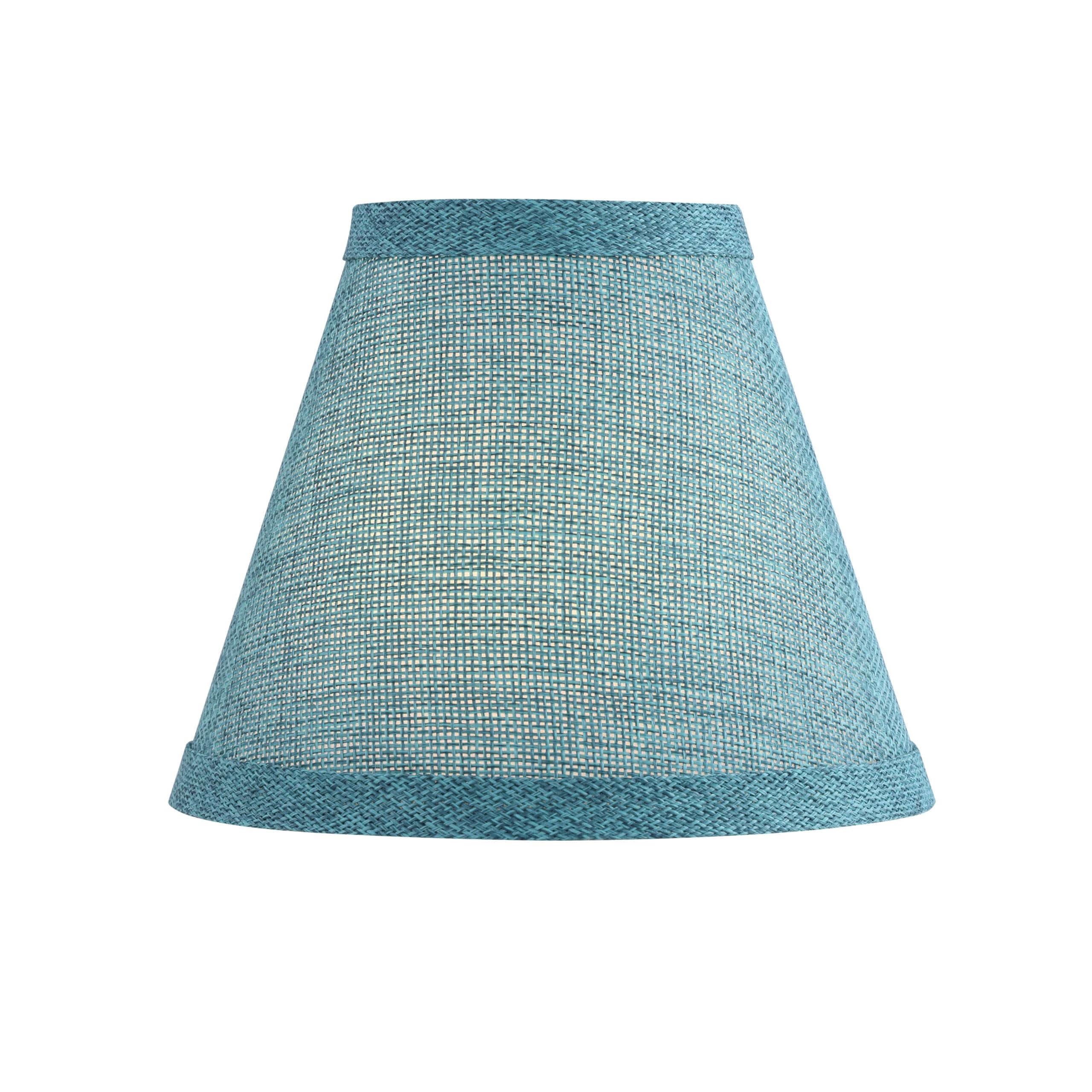 Aspen Creative 51047-9,Hardback Empire Transitional Clip-On Chandelier Shade/Teal Burlap Textured Fabric.3"Top x 6"Bottom x 5"Slant.Set Of 9.